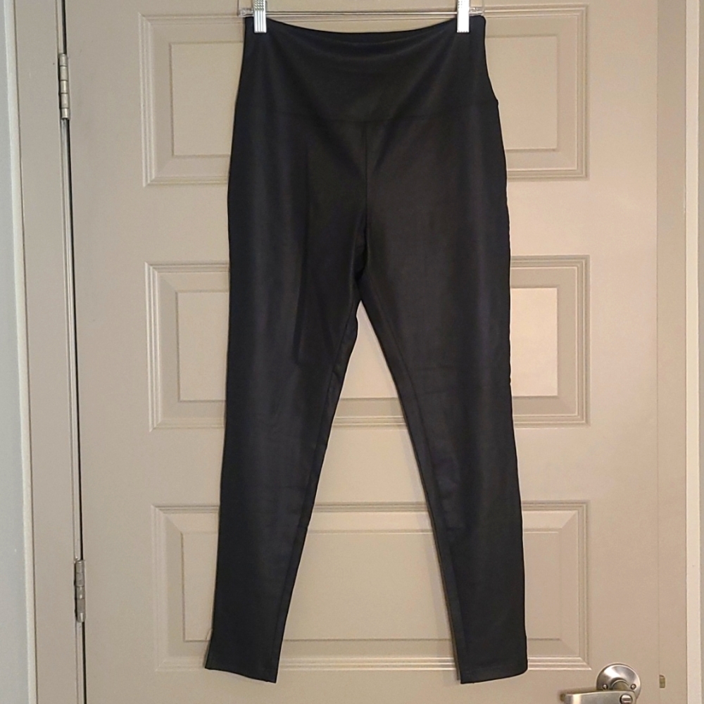 NWOT black pleather high waisted leggings